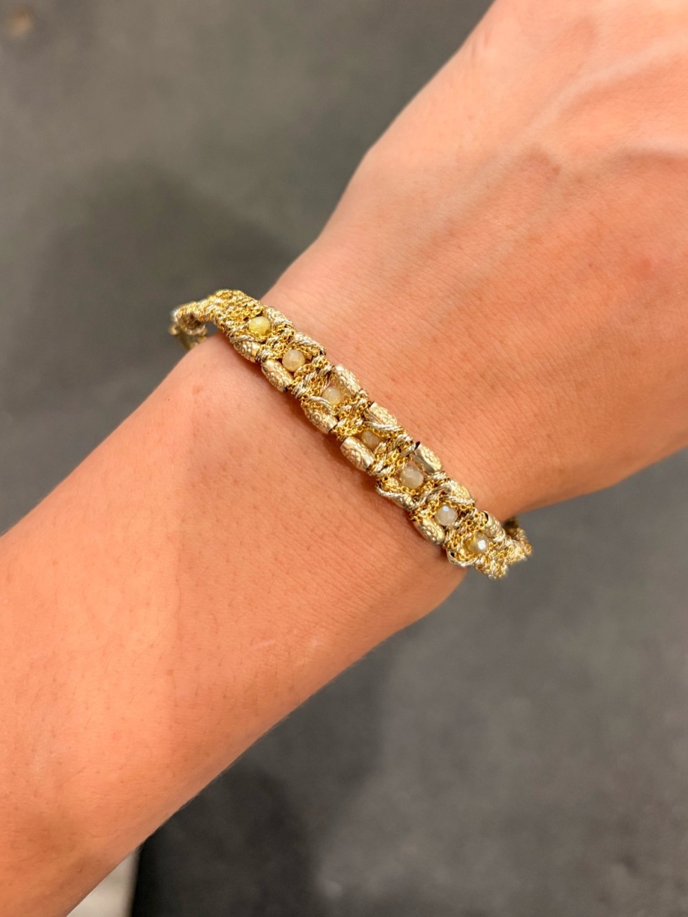 DAG Artisan Handwoven Gold & Brilliant Moonstone Bracelet